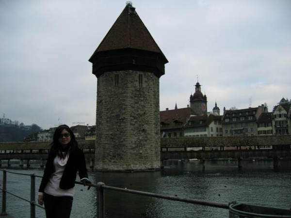 in front of water tower