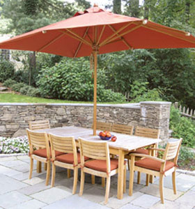 27329-Orange-Teak-Stacking-Dining-Set-Rectangular-Extension-Table-Umbrella-Garden-Furniture-1.jpg