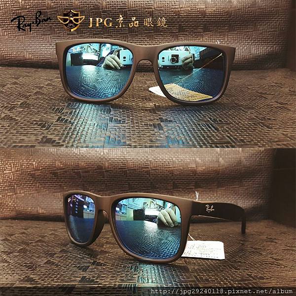 RB4165F 622/55 霧黑框/藍水銀鏡片