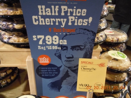 President's Day pie on sale