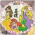 迪士尼貝兒小美人魚長髮公主蛋糕-編號K4100(限訂12吋)