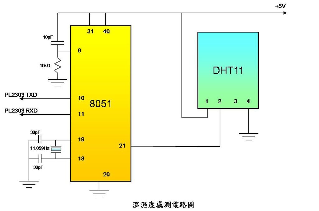 溫濕度感測DHT-11電路圖