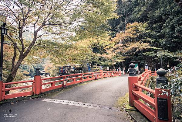 第一站是賞楓景點神護寺，從巴士站下車往階梯下走約10分鐘即可看到這座橋。