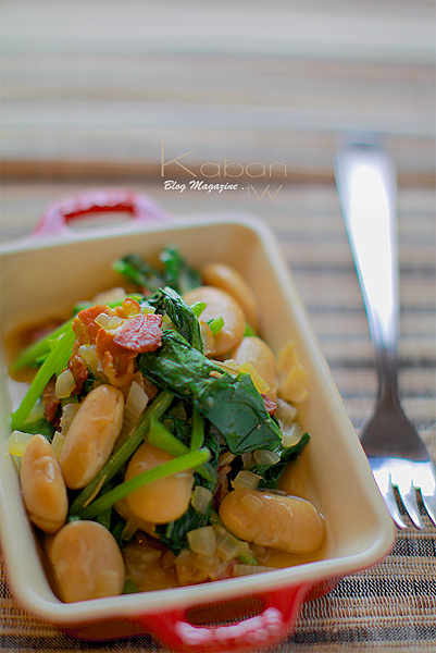 芥藍炒培根和白豆 White bean stew & greens