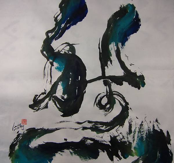 B0401＜月夜愁＞_彩墨宣紙_江蓋世(2013) Chiang kai-Shih's Calligraphy