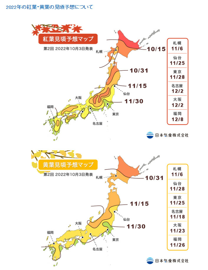 日本賞楓 22紅葉予想情報 紅葉前線 紅葉黃葉預測網站推薦 Weathernews 日本気象株式会社 Jorudan 観るなび Walkerplus 日本自助旅行大補帖 凱子凱 痞客邦