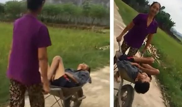 越南妻子是怎麽把酒後的丈夫運回家的！？