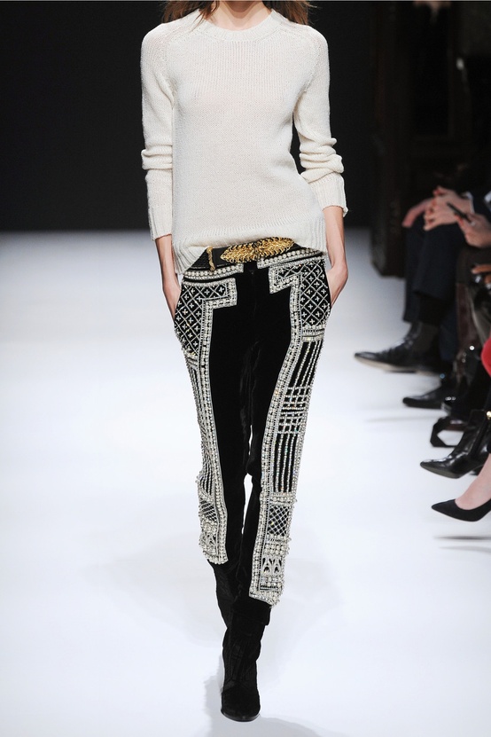 Balmain - Embellished velvet pants