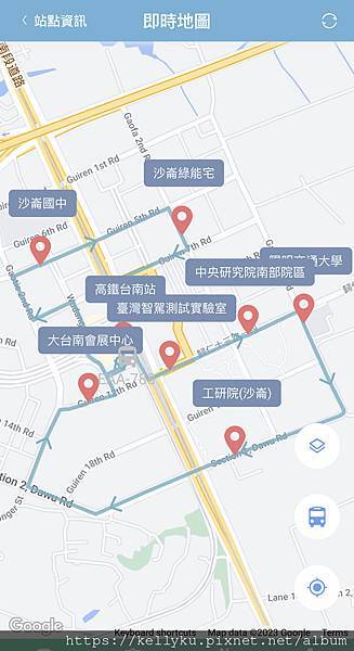 臺南沙崙需求反應式公車地圖站點