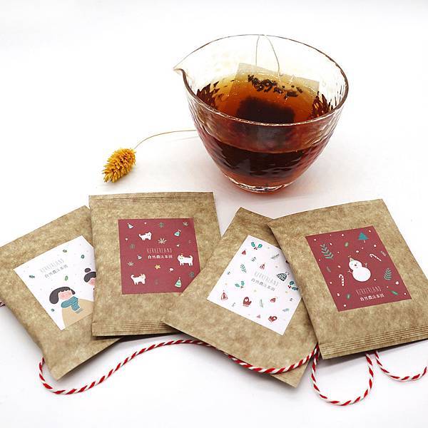 Natural Farming Tieguanyin Tea Bag-Christmas Series-A Set of Four - ชา - วัสดุอื่นๆ หลากหลายสี