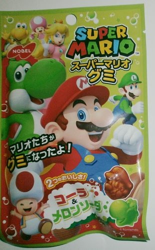 Nobel超級瑪利歐造型軟糖可樂風味/哈密瓜汽水風味