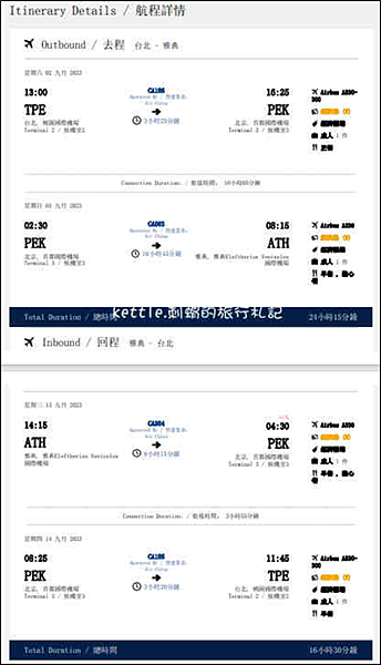 [希臘交通]2023中國國際航空搭乘經驗分享-台北飛雅典