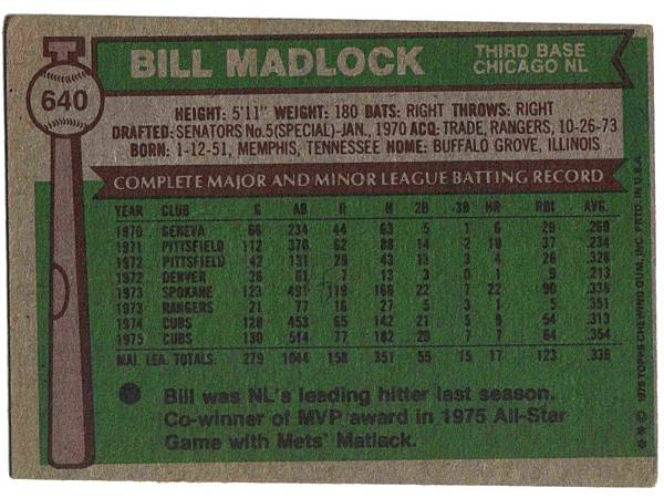 Bill Madlock topps1976 2