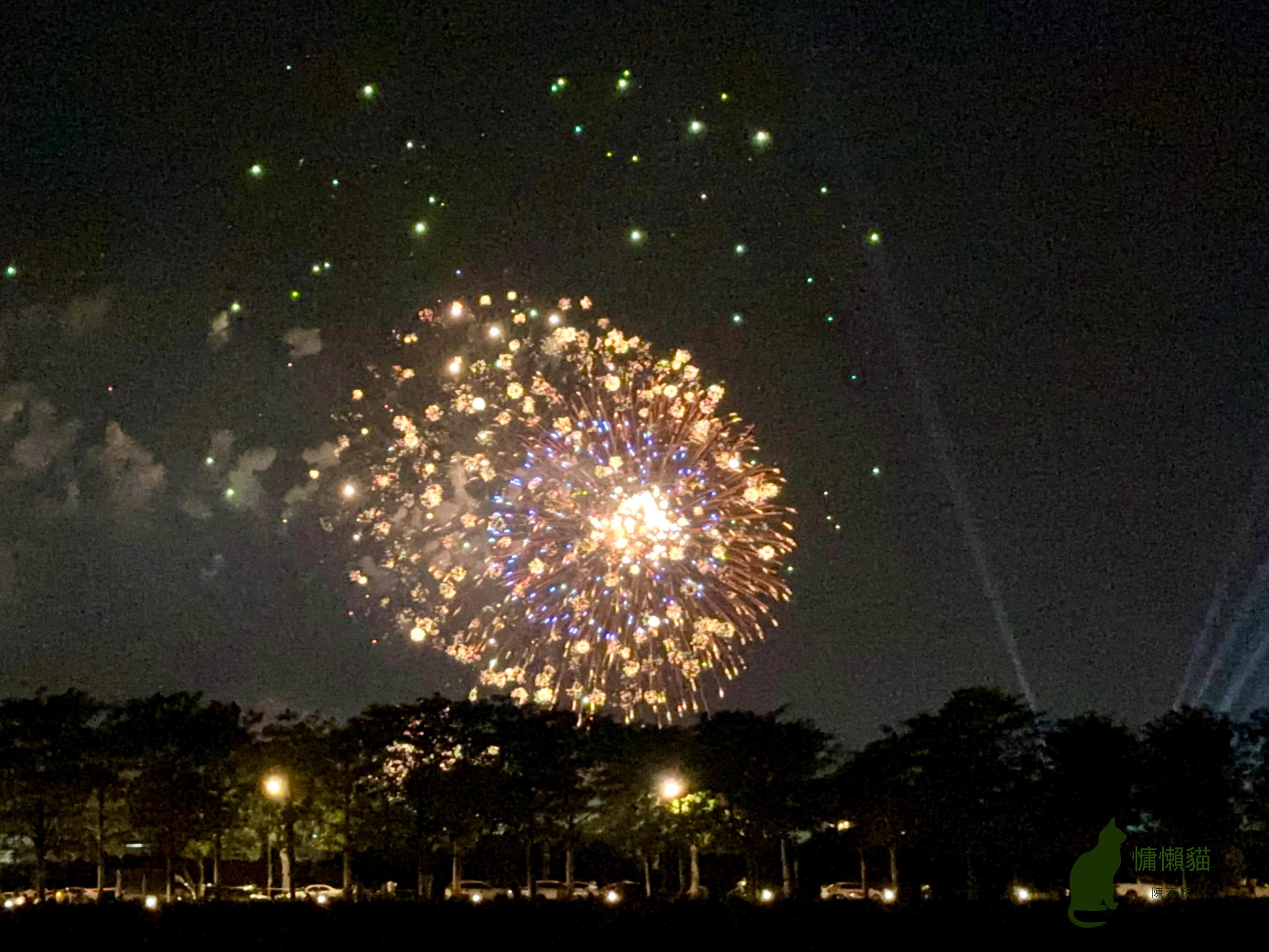 三萬發絢麗的煙花在黑暗的夜空中競相綻放，慶祝中華民國113歲