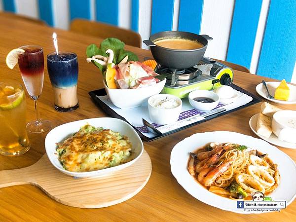 【嘉義】努逗風味館 - 地中海與無印良品的交逢,夢幻星空飲勾勒油畫美,濃郁南瓜濃湯鍋。