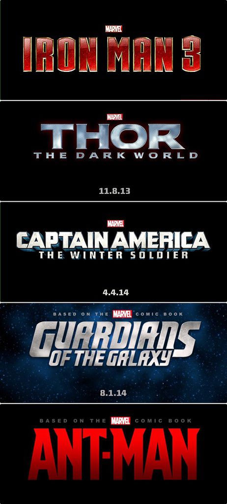 Official logo’s for the upcoming Marvel movies.