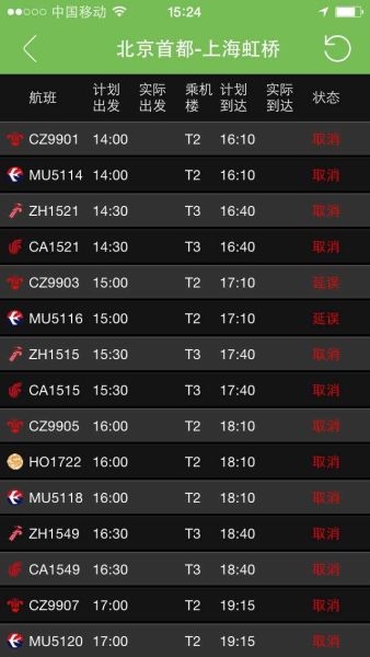 7月14日，往返於上海和北京的航班因空中管制原因大量取消。（網絡圖片）