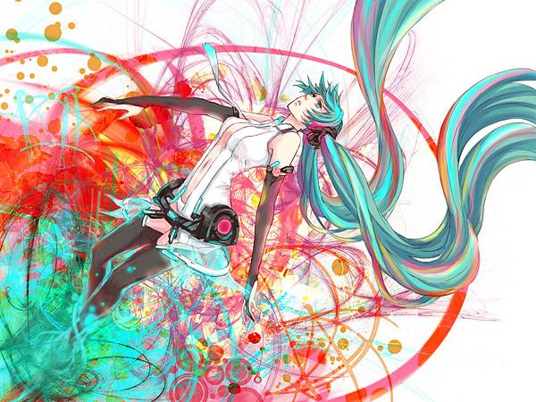 Konachan.com - 91062 aqua_eyes aqua_hair cleavage hatsune_miku long_hair miku_append saiz thighhighs tie twintails vocaloid