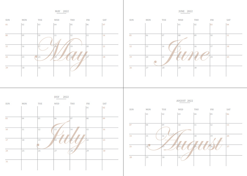 2022年空白行事曆下載_奶茶灰4格.jpg 2022空白行事曆下載,莫蘭迪奶茶色簡約設計款,2022年曆月曆免費下載