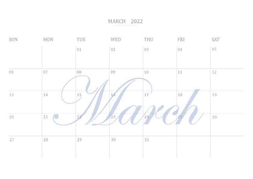 2022年空白行事曆下載_莫蘭迪寶寶藍灰.jpg 2022空白行事曆下載,莫蘭迪寶寶藍色簡約設計款,2022年曆月曆免費下載