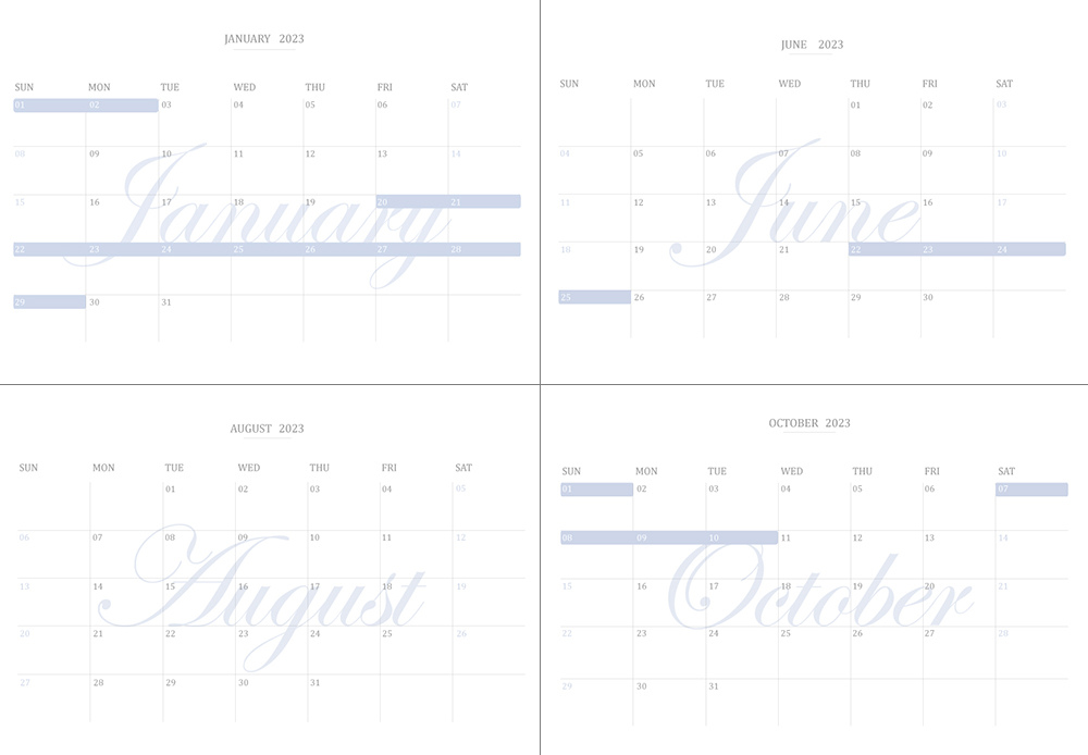 2023年(民國112年)空白行事曆下載,韓系簡約風莫藍迪寶寶藍免費下載PDF檔 2023年(民國112年)空白行事曆下載,韓系簡約風莫藍迪寶寶藍免費下載PDF檔