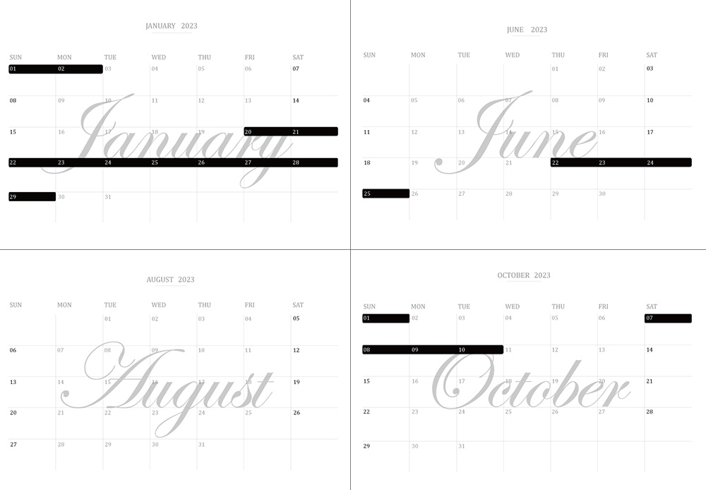 2023年(民國112年)空白行事曆下載,韓系簡約風經典黑白灰免費下載PDF檔 2023年(民國112年)空白行事曆下載,韓系簡約風經典黑白灰免費下載PDF檔