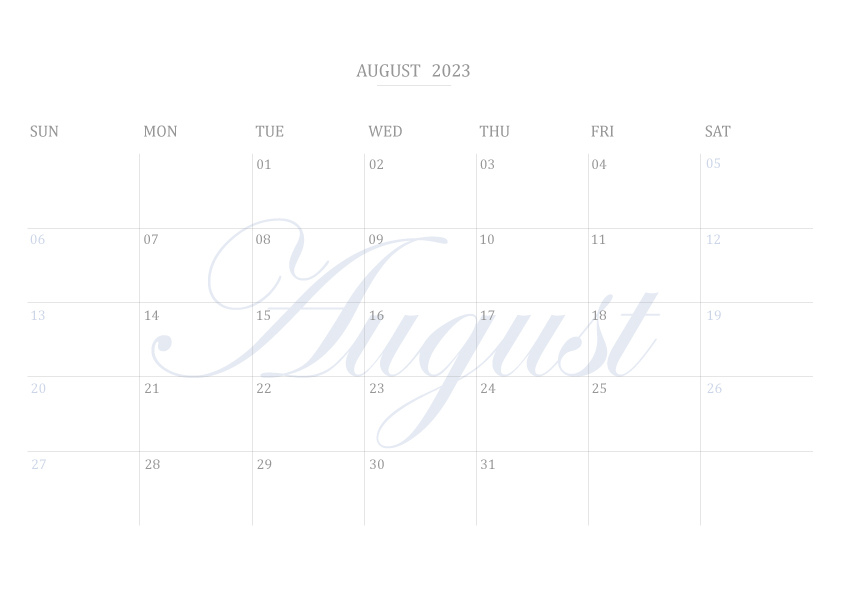 2023年(民國112年)空白行事曆下載,韓系簡約風莫藍迪寶寶藍免費下載PDF檔