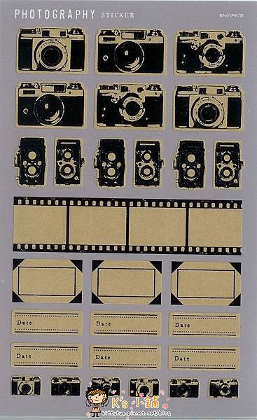 Mark's 復古相機底片貼紙 CMF-ST1-BK黑 相簿價$125 合購價$120