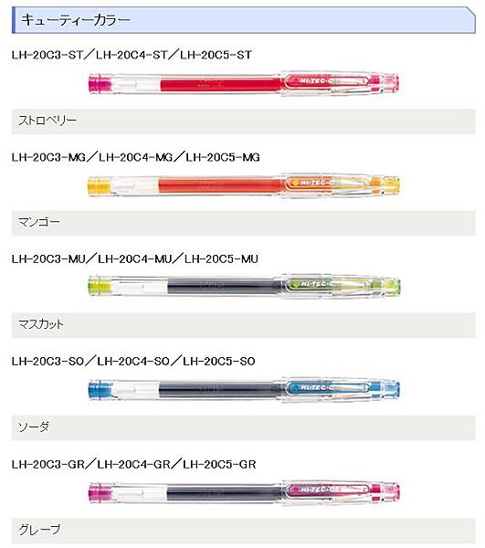 現貨已售完～PILOT HI-TEC-C鋼珠筆 糖果系列 0.3；0.4mm；0.5mm 草莓／芒果／麝香葡萄／蘇打／葡萄 共五色