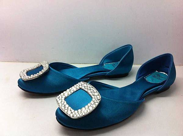 Roger Vivier Flats Paris Blue Ballerinas With Crystal Buckle Shoes Hot Sale