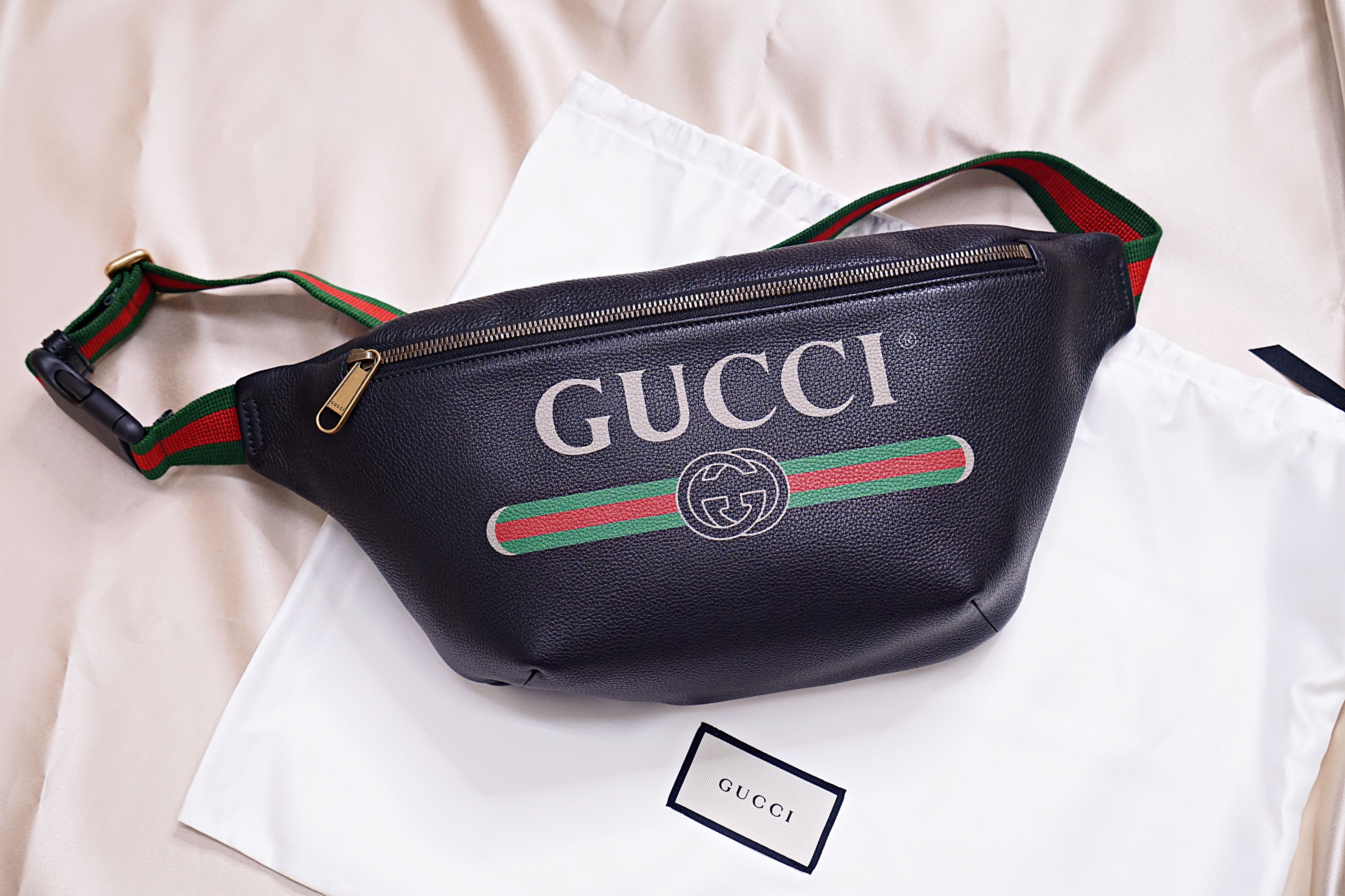 gucci leather print belt bag