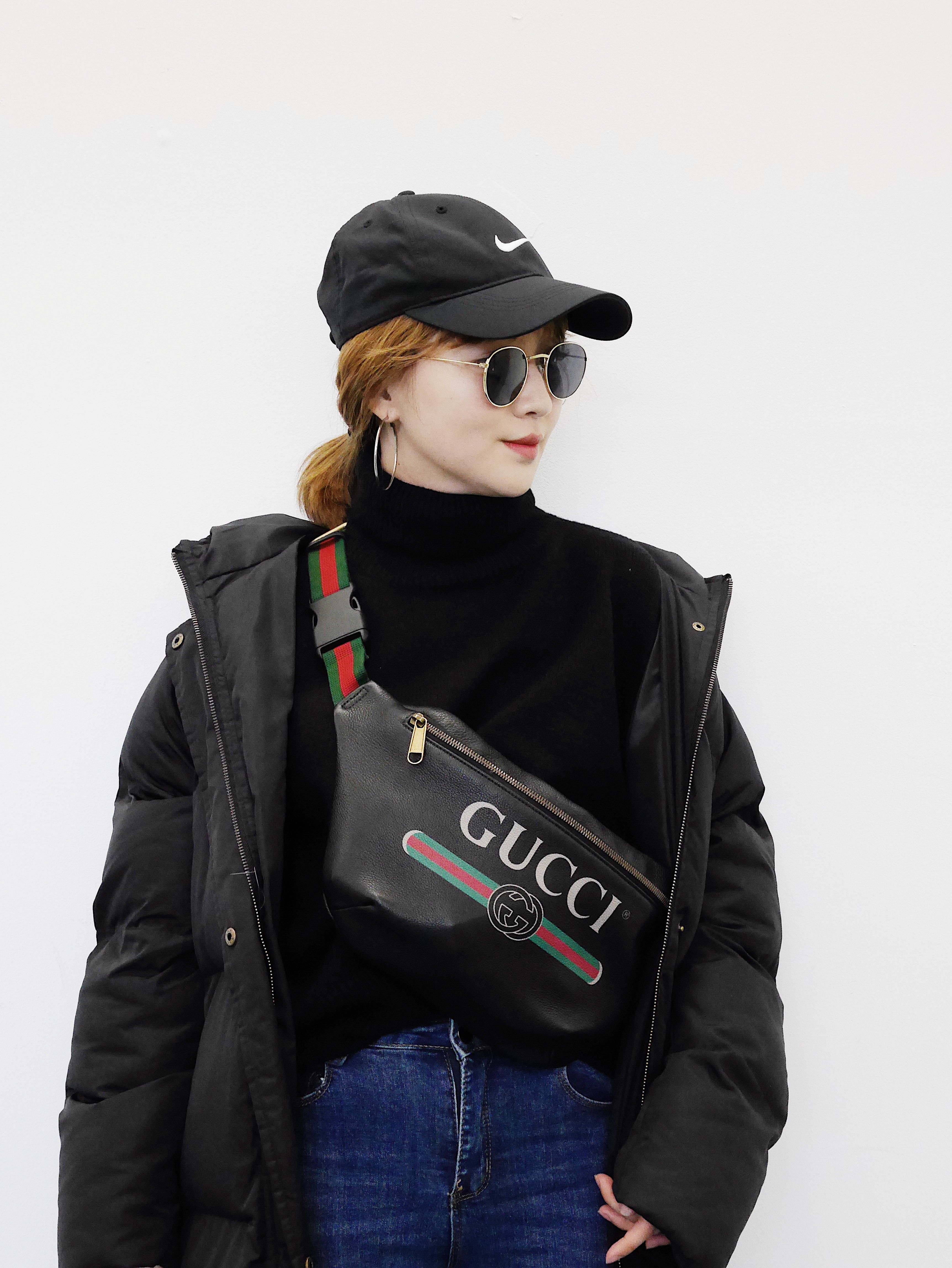gucci leather print belt bag