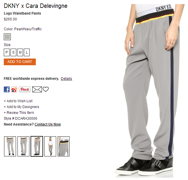 DKNY x Cara Delevingne Logo Waistband Pants   SHOPBOP