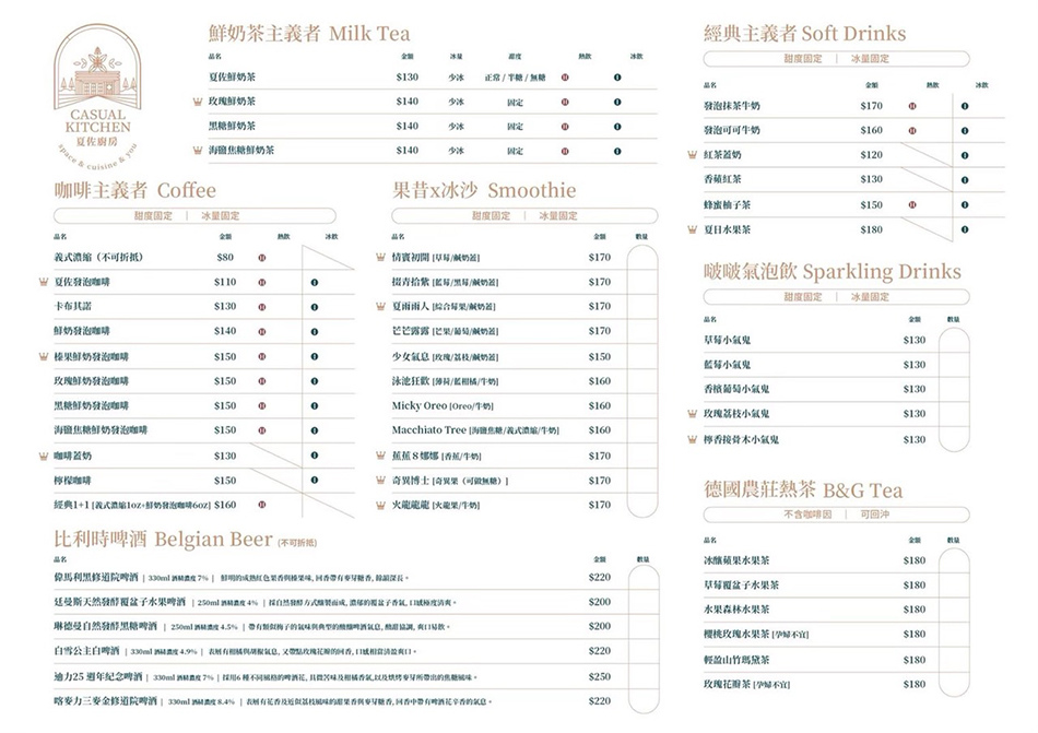 夏佐廚房菜單 夏佐廚房菜單