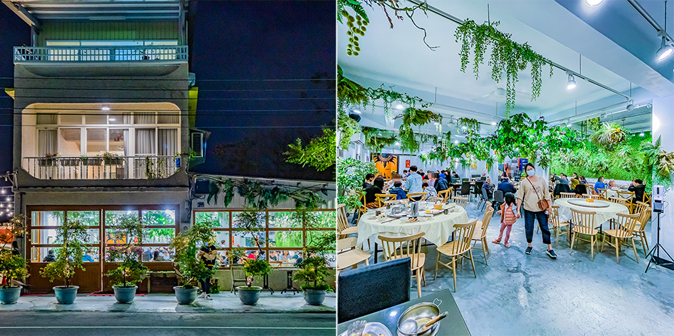 高雄美濃阿香的廚房，夜晚店面溫暖燈光吸引目光，是結合原住民與台菜特色的人氣餐廳，推薦高雄美食與美濃旅遊必訪景點。