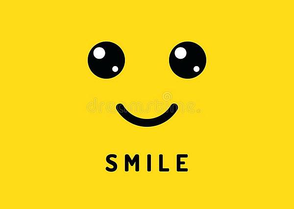 愉快的微笑-在黄色背景的微笑的面孔-笑声商标，滑稽的传染媒介横幅-120236198.jpg