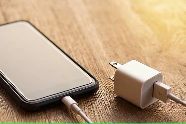 close-up-black-smartphone-charging-battery-with-cable-wooden-table-sunlight_1048944-12595135