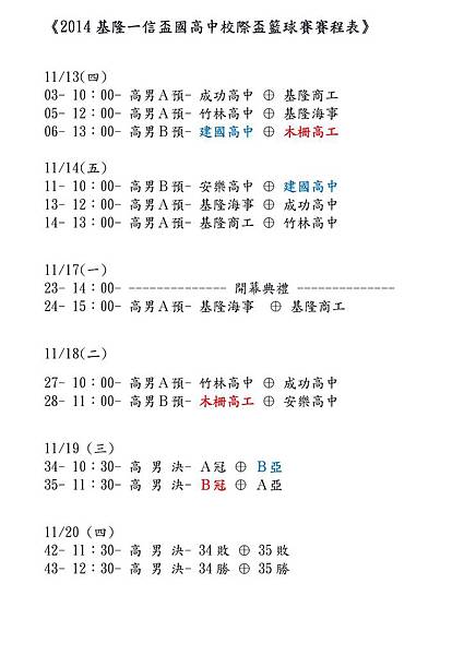 2014基隆一信盃國高中校際盃籃球賽賽程表 - Blog