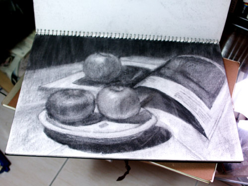 炭筆－水果書本1