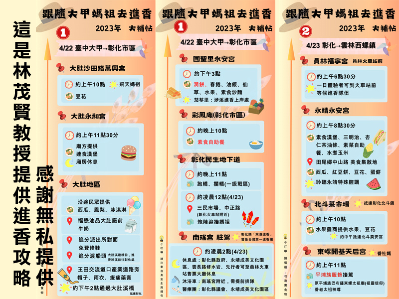 2023年進香規劃路程