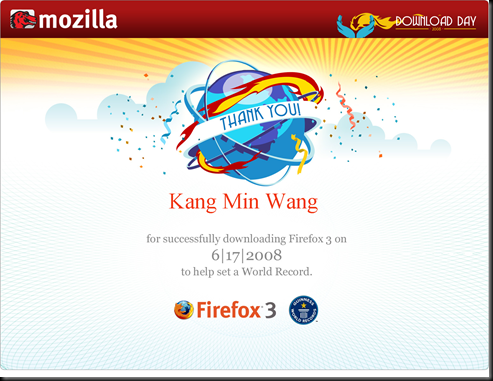 FireFox3下載證書-金氏世界紀錄活動參與證書 FireFox3下載證書-金氏世界紀錄活動參與證書