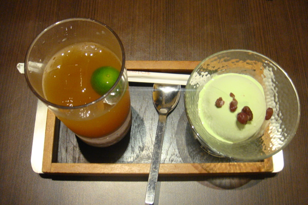 紅豆抹茶冰淇淋+水果茶