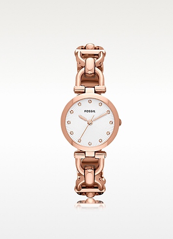 fossil olive rose gold watch