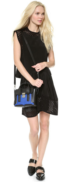 Mini Pashli Satchel in Cobalt & Black7