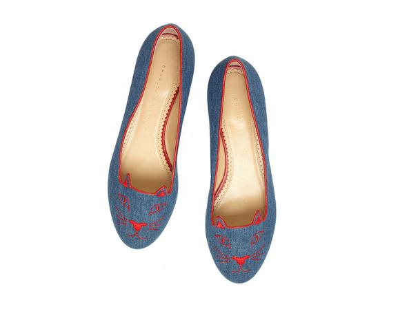 CHARLOTTE OLYMPIA denim kitty Flat5