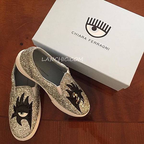 Chiara Ferragni SILVER GLITTER “KISS” SLIP-ONS sneakers8-1