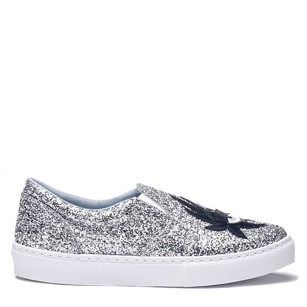 Chiara Ferragni SILVER GLITTER “KISS” SLIP-ONS sneakers15