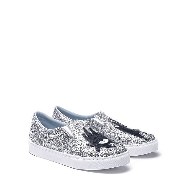 Chiara Ferragni SILVER GLITTER “KISS” SLIP-ONS sneakers14