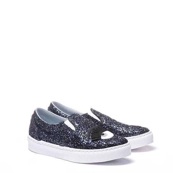 Chiara Ferragni blue GLITTER SLIP-ONS sneakers2