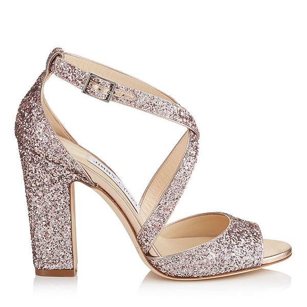 Jimmy Choo Carrie Tea Rose Metallic Coarse Glitter Fabric Peep Toe Sandals2